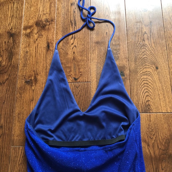 Beautiful blue sparkly halter maxi dress - Picture 5 of 5